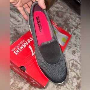 Skechers Black Slip-On Go Walk Pursuit Sneaker with Pink Insole